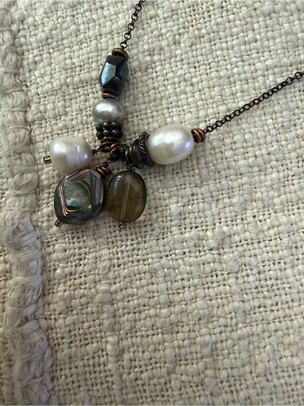 Silpada Black Chain Abalone & Pearl Cluster Necklace - Picture 6 of 9